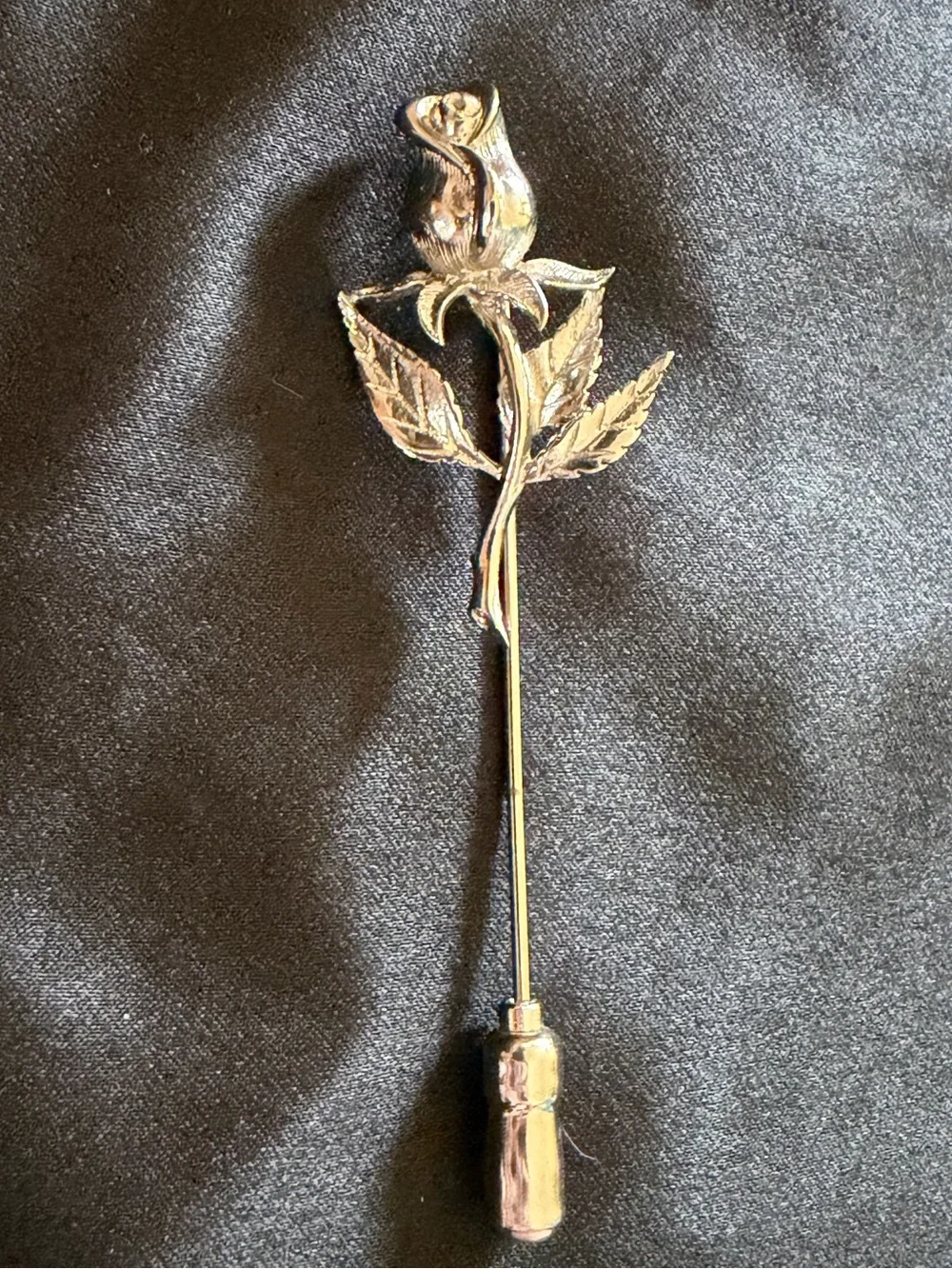 Vintage 1960s Anson Sterling silver Rose Stem flower Stick Pin hat pin brooch